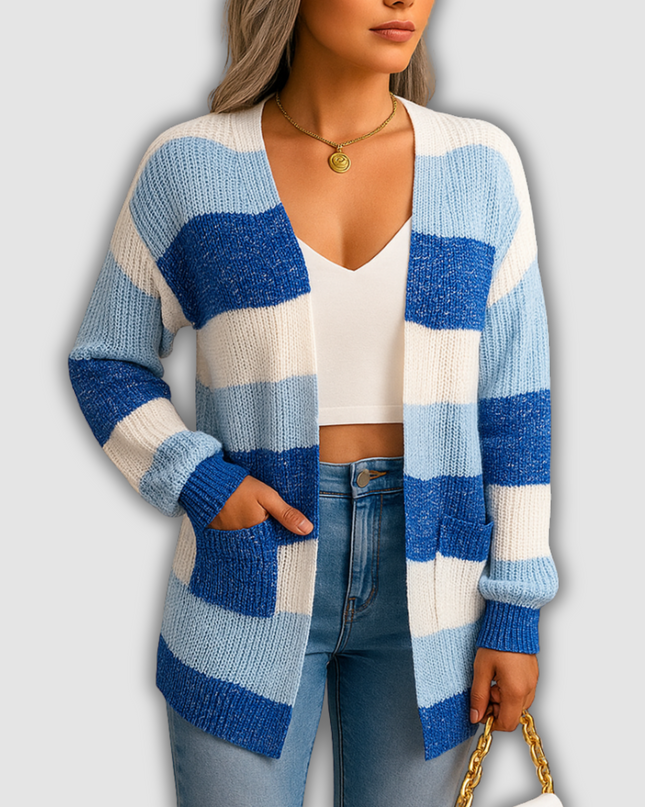 Kalani - Karierte Damen-Cardigan mit Puffärmeln