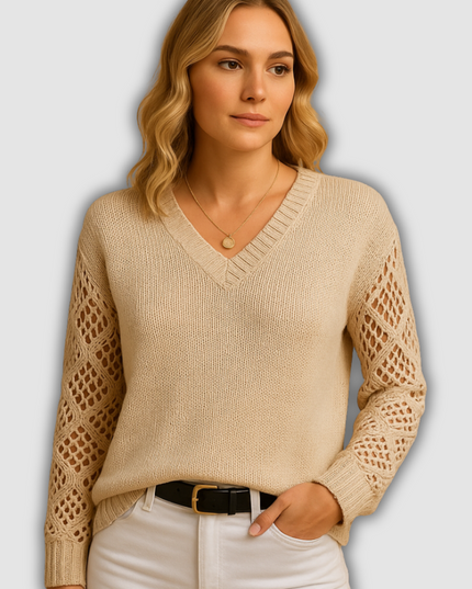 Faye - Damenstrickpullover mit Ajourmuster