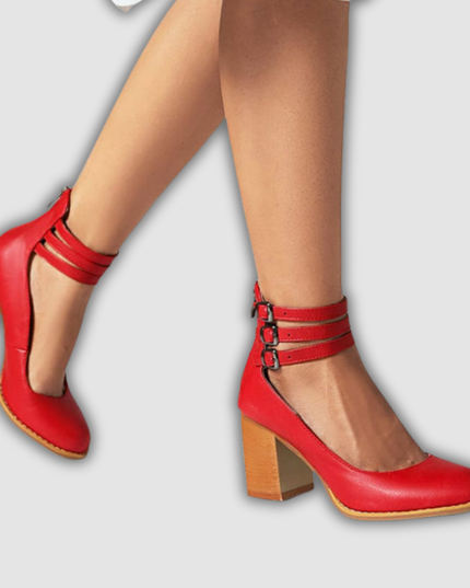 Friderun - Absatzschuhe mit drei Schnallen