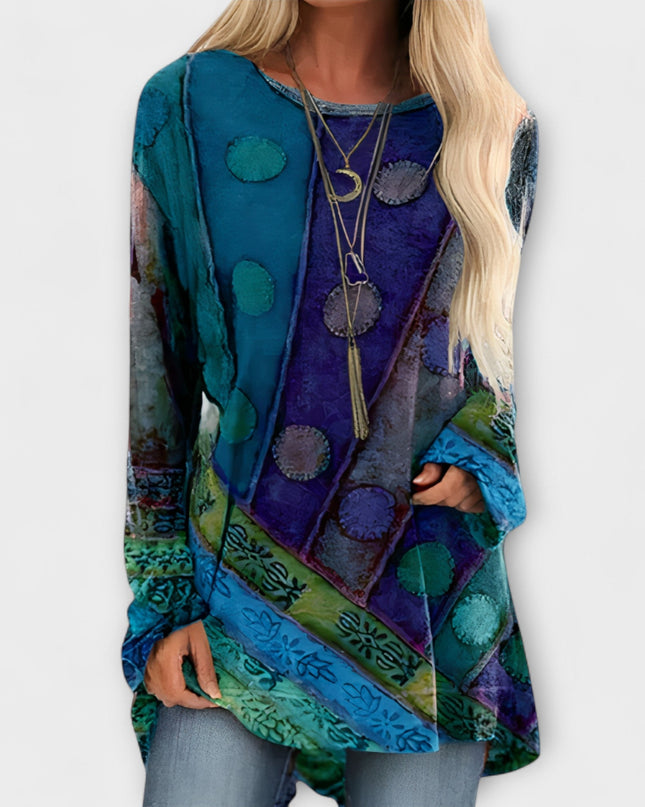 Stylische Damenbluse Mit Ethnischem Druck