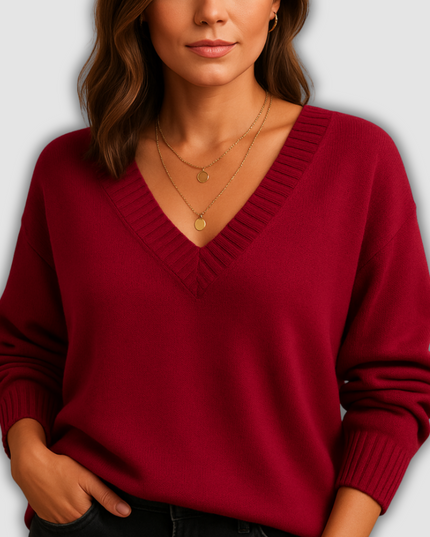 Farah - Damenstrickpullover mit V-Ausschnitt in Casual-Fit