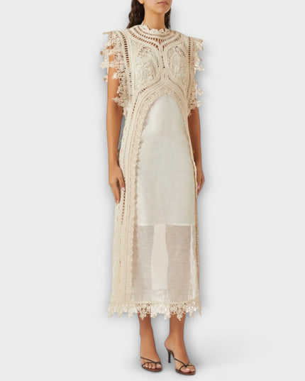 Leonie - Gewebtes Hohles Organza Maxikleid