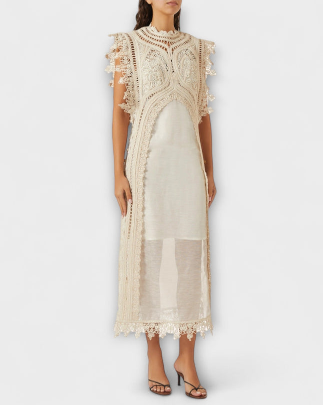 Leonie - Gewebtes Hohles Organza Maxikleid