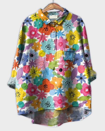 Magdalena - Handgemachte Damenbluse mit floralem Design