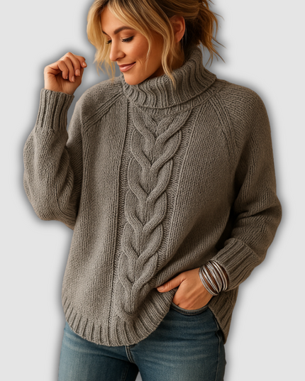 Amara - Langer grobgestrickter Damenpullover