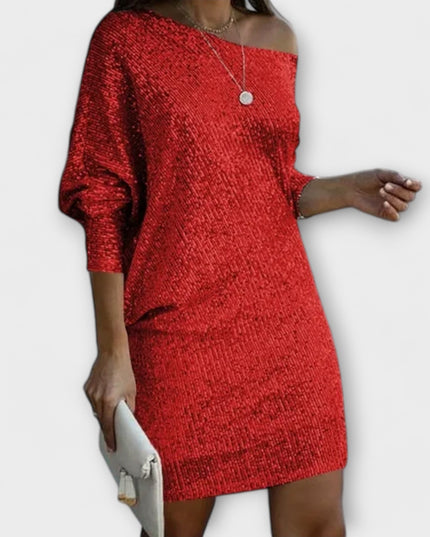 Ella - Partykleid mit Pailletten und Kontrast