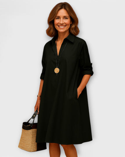 Ursel - Modernes Hemdkleid mit Kragen und Dreiviertel-Ärmeln