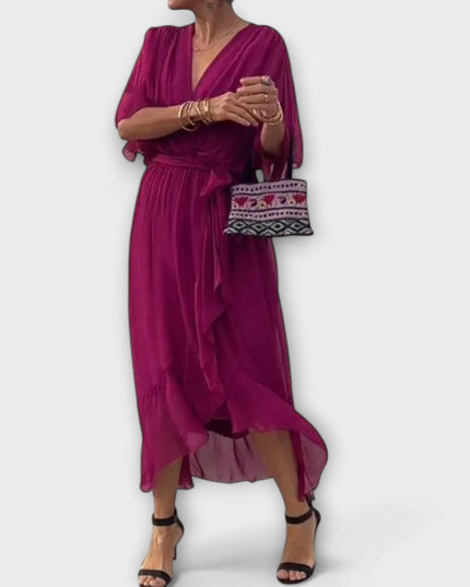 Ines - Chiffonkleid mit V-Ausschnitt