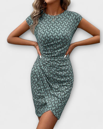 Silke - Kurzärmeliges Tulpenkleid mit Allover-Druck