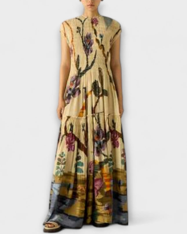 Elvira - Maxikleid mit plissiertem Druckdesign