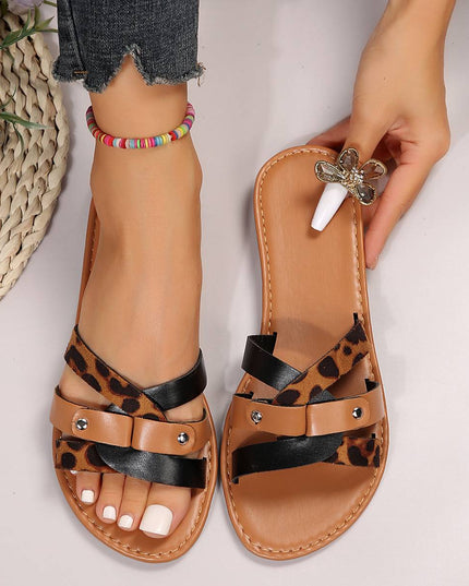 Barbara - Leopard Kreuzriemen Sandalen