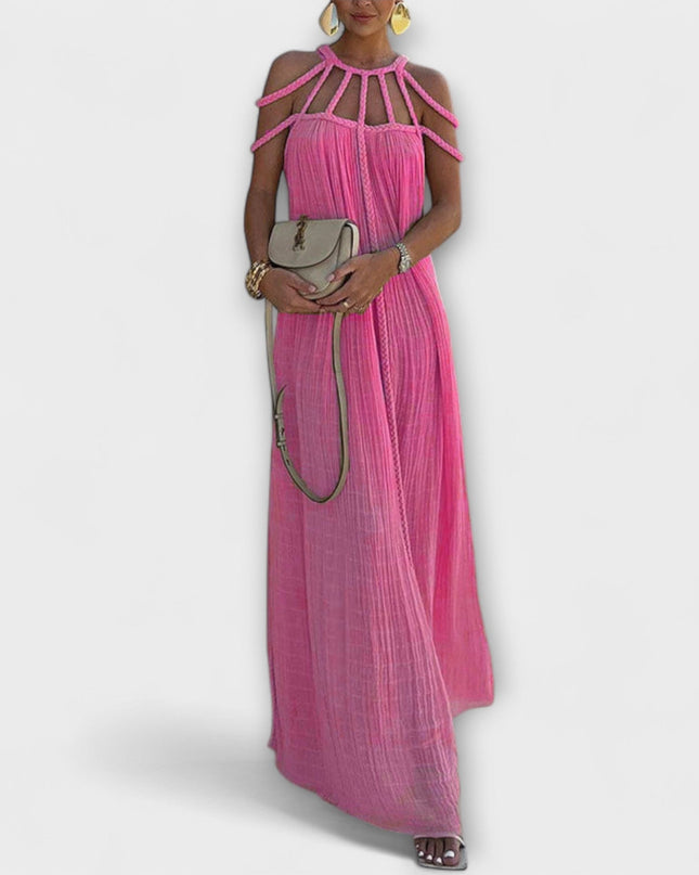Helmine - Ein schickes Maxikleid aus Mischgewebe mit drapierten Zöpfen