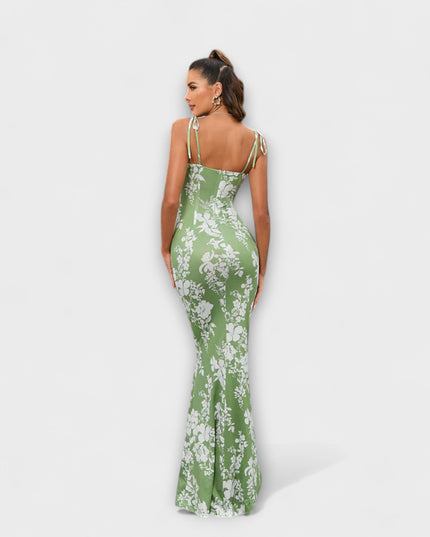 Kathrin - Floral Print Prom Dress mit gebundenen Schulterträgern
