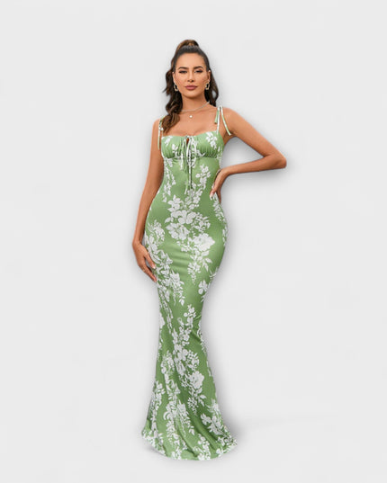 Kathrin - Floral Print Prom Dress mit gebundenen Schulterträgern