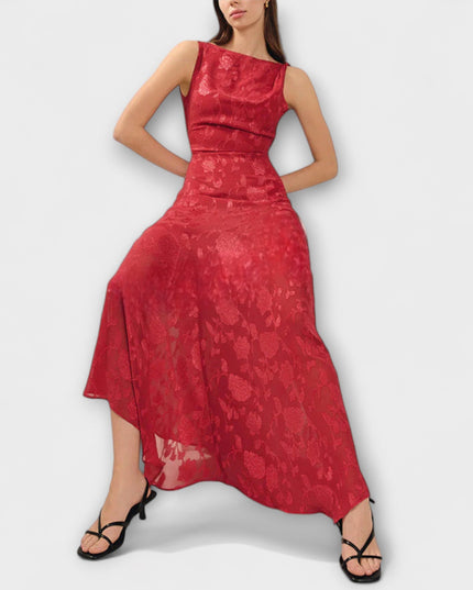 Samira - Elegantes Rückenfreies Schnür-Jacquard-Maxikleid