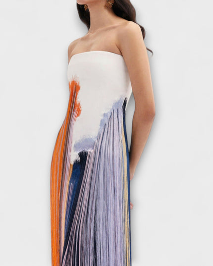 Cornelia - Schickes Colorblock-Kleid mit trendigen Quasten