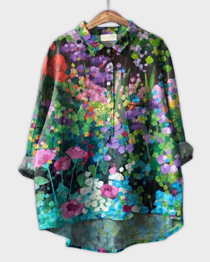 Magdalena - Handgemachte Damenbluse mit floralem Design