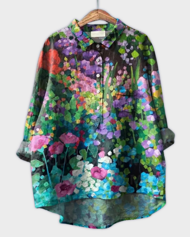 Magdalena - Handgemachte Damenbluse mit floralem Design