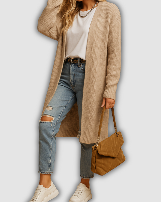 Nova - Klassische Damenstrickjacke mit offener Vorderseite