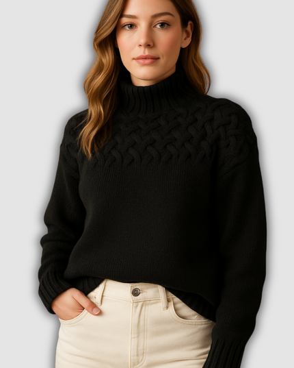 Isley - Langer Damenstrickpullover mit Rollkragen