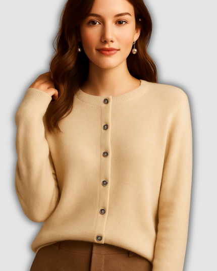 Isolde -Damen-Cardigan mit V-Ausschnitt, Knöpfen und langen Ärmeln