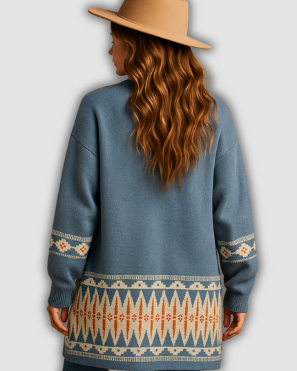 Yara - Bohemian Damenstrickjacke mit Jacquardmuster