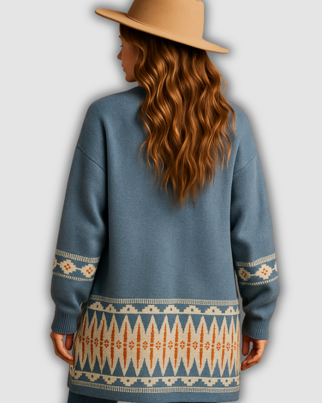 Yara - Bohemian Damenstrickjacke mit Jacquardmuster