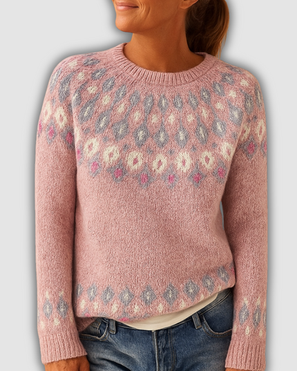 Halia - Damenpullover aus Wolle mit einzigartigem Print