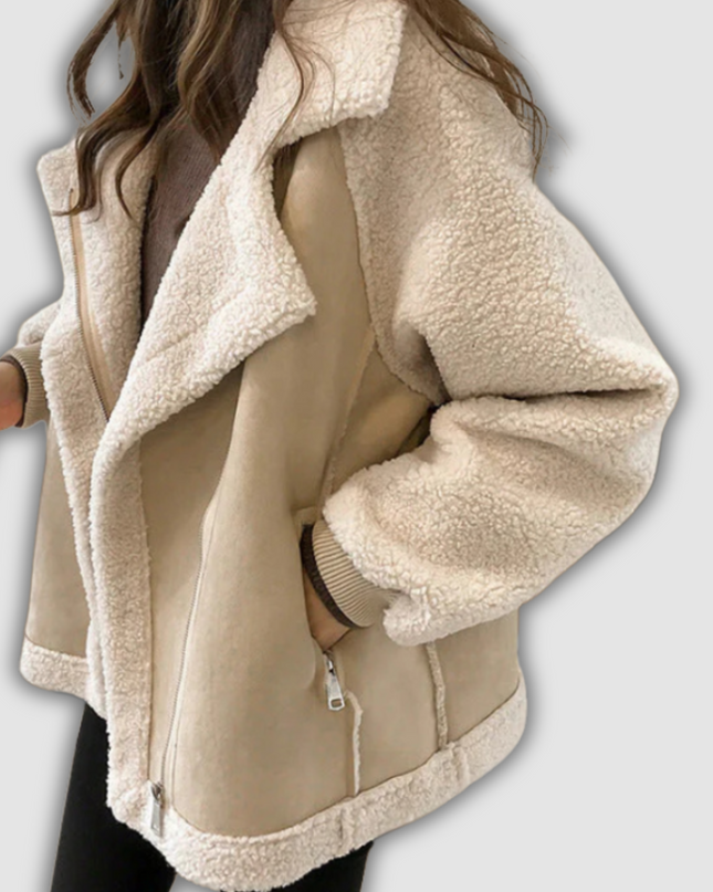 Anna - Jacke mit Reißverschluss aus Kunst-Lammfell