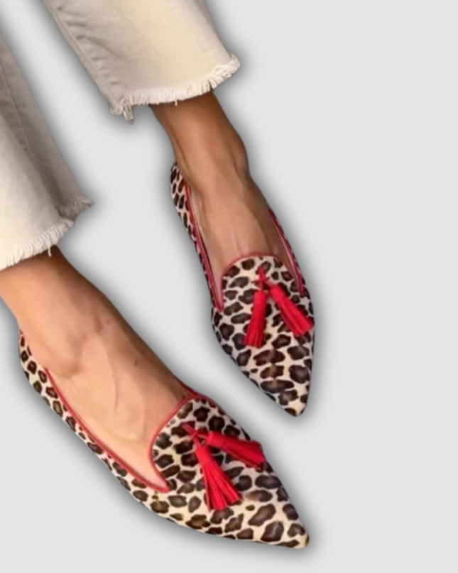 Romy - Spitze Mokassins mit Fransen-Details