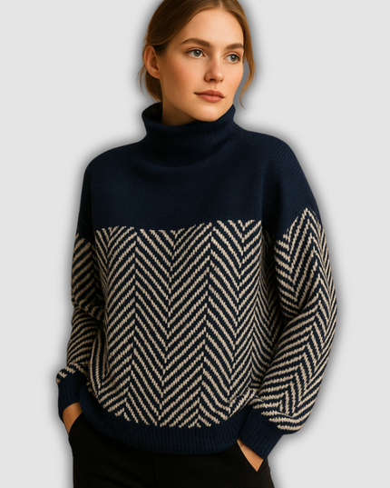 Jovie - Weicher gestrickter Damenpullover mit Fischgrätmuster