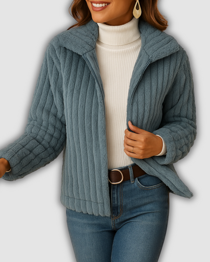 Riven - Langes Damenfleecejacke mit Stehkragen