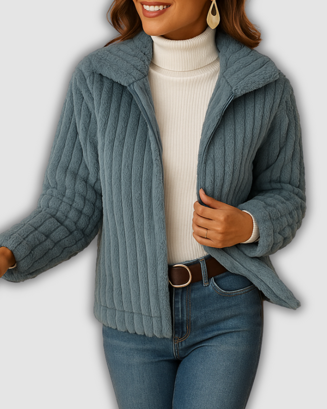 Riven - Langes Damenfleecejacke mit Stehkragen