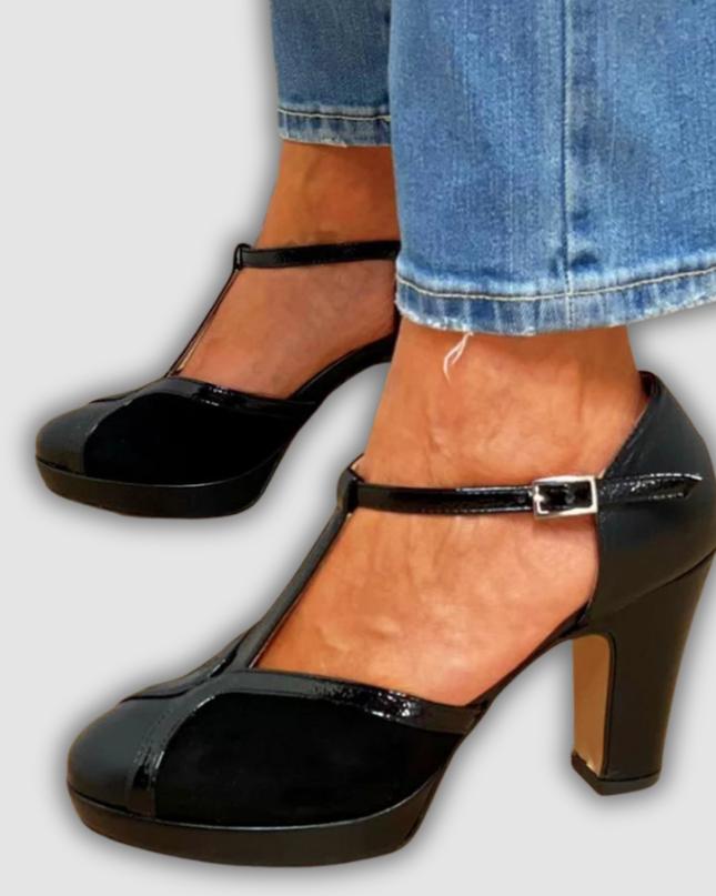 Yara - T-Riemen-Pumps mit Plateau