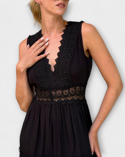 Hannelore - Elegantes V-Ausschnitt Spitzenkleid