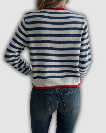 Christa - Gestreifter Rundhals Pullover