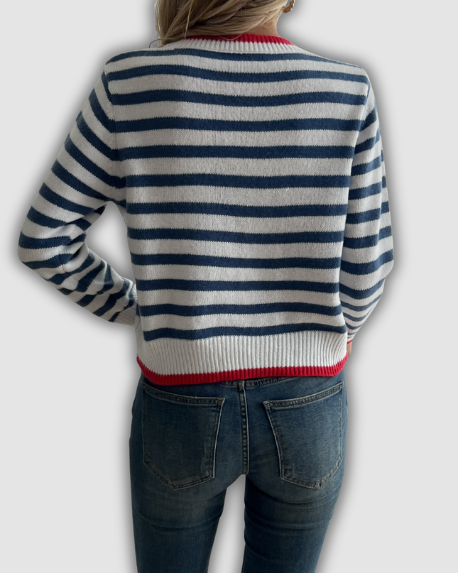 Christa - Gestreifter Rundhals Pullover