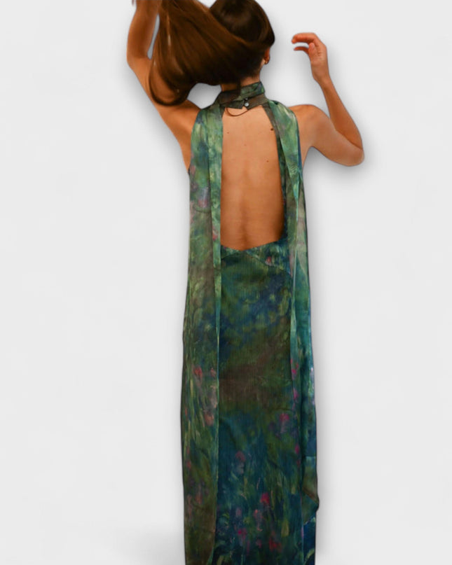 Henriette - Iris Druck Monet Maxikleid