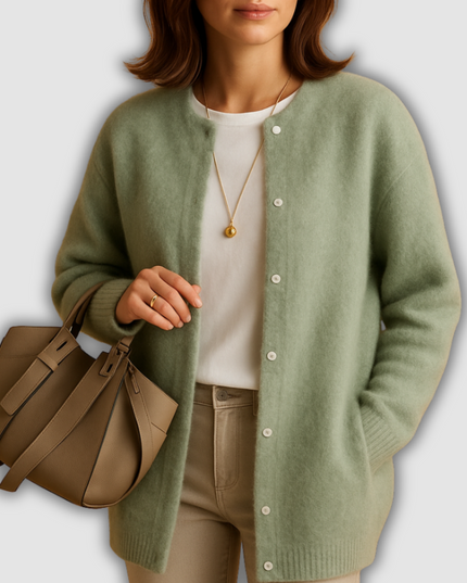 Veda - Damenstrickjacke mit Knöpfen und langen Ärmeln