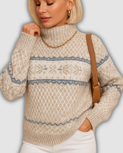 Tahlia - Gestrickter Damenrollkragenpullover mit Schneeflocken