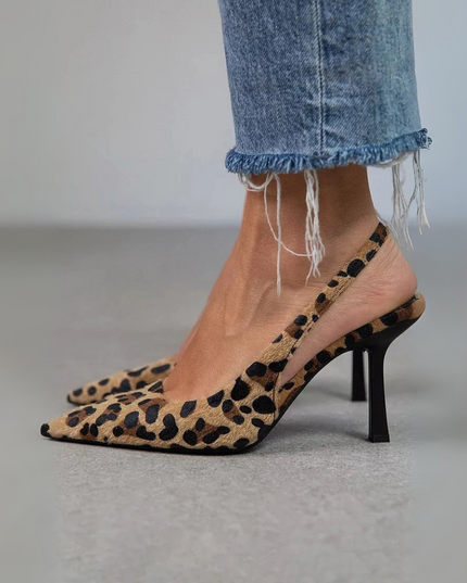 Sigruna - Khaki Stilettos mit Leopardmuster