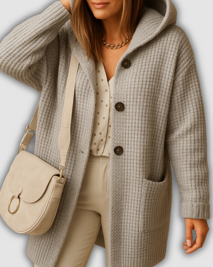 Clea - Offene Damenstrickjacke mit verlängerter Vorderseite