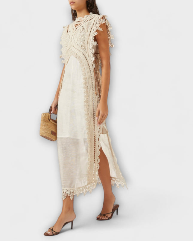 Leonie - Gewebtes Hohles Organza Maxikleid