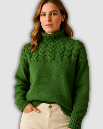 Zuri - Langer gestrickter Pullover mit Rollkragen für Damen