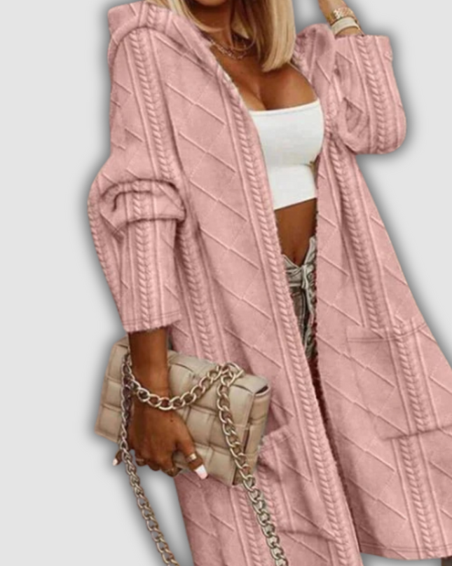 Emma - Langer Strickcardigan mit Kapuze