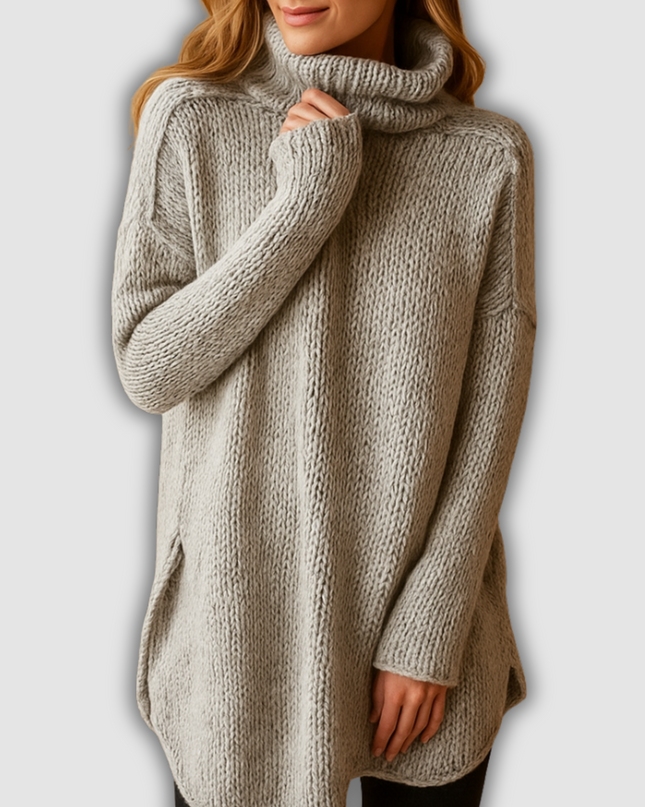 Celine - Langer warmer Pullover mit Print für Damen