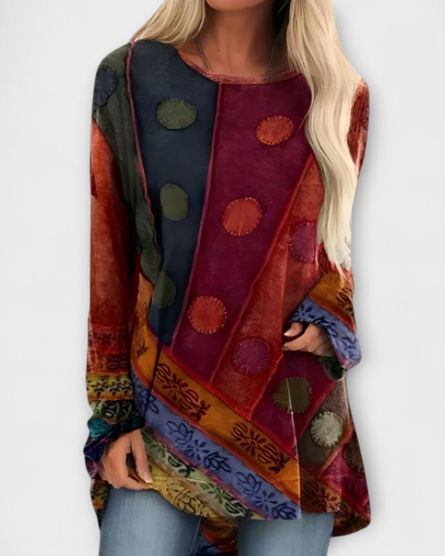 Stylische Damenbluse Mit Ethnischem Druck