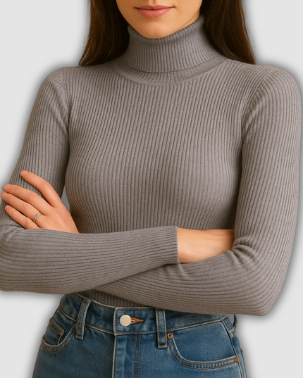 Zella - Eleganter Damenstrickrollkragenpullover
