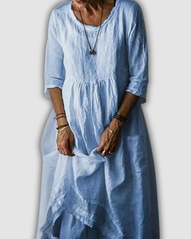 Siglindis - Maxikleid mit weitem Rundhalsausschnitt