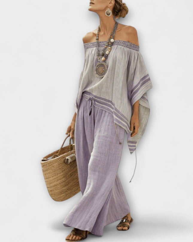 Elara - 2-Teiliges Boho Bardot Luftiges Set